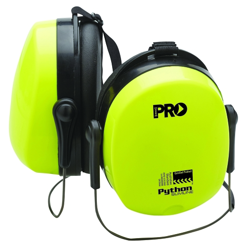 PRO SAFETY PYTHON NECKBAND EARMUFFS - HI VIS YELLOW CLASS 4 - 23DB